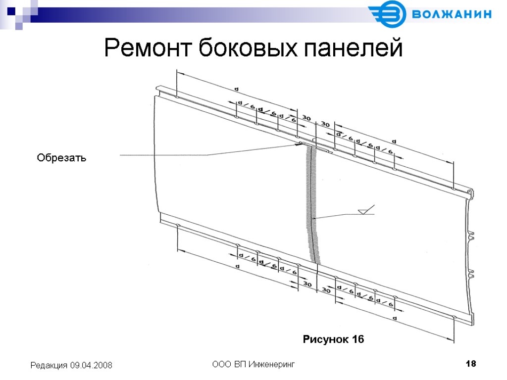 ООО ВП Инженеринг 18 Редакция 09.04.2008 Ремонт боковых панелей Рисунок 16 Обрезать